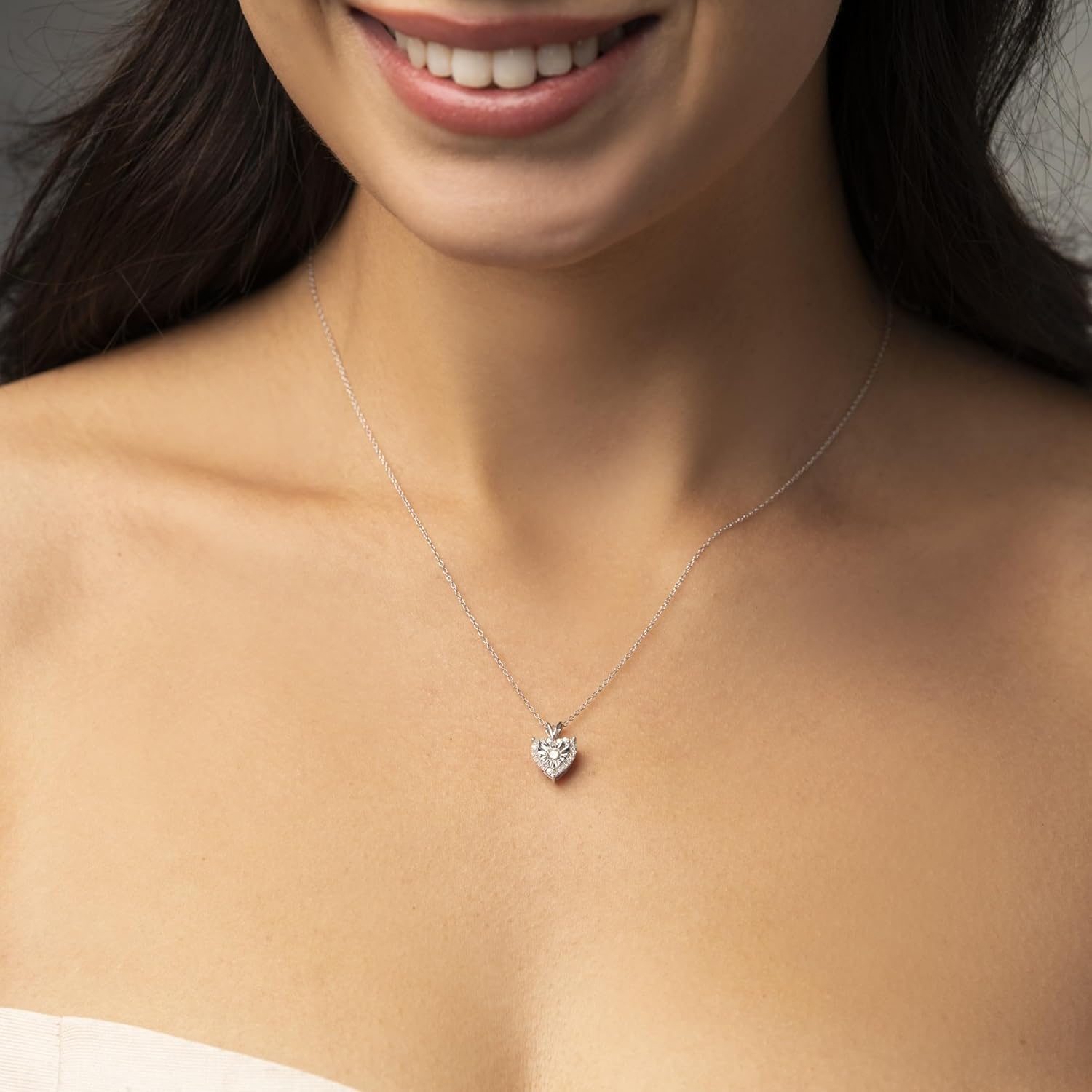 Natalia Drake 1/4 Cttw Heart Shaped Diamond Jewelry Earrings for Women or Womens Necklace in 925 Sterling Silver