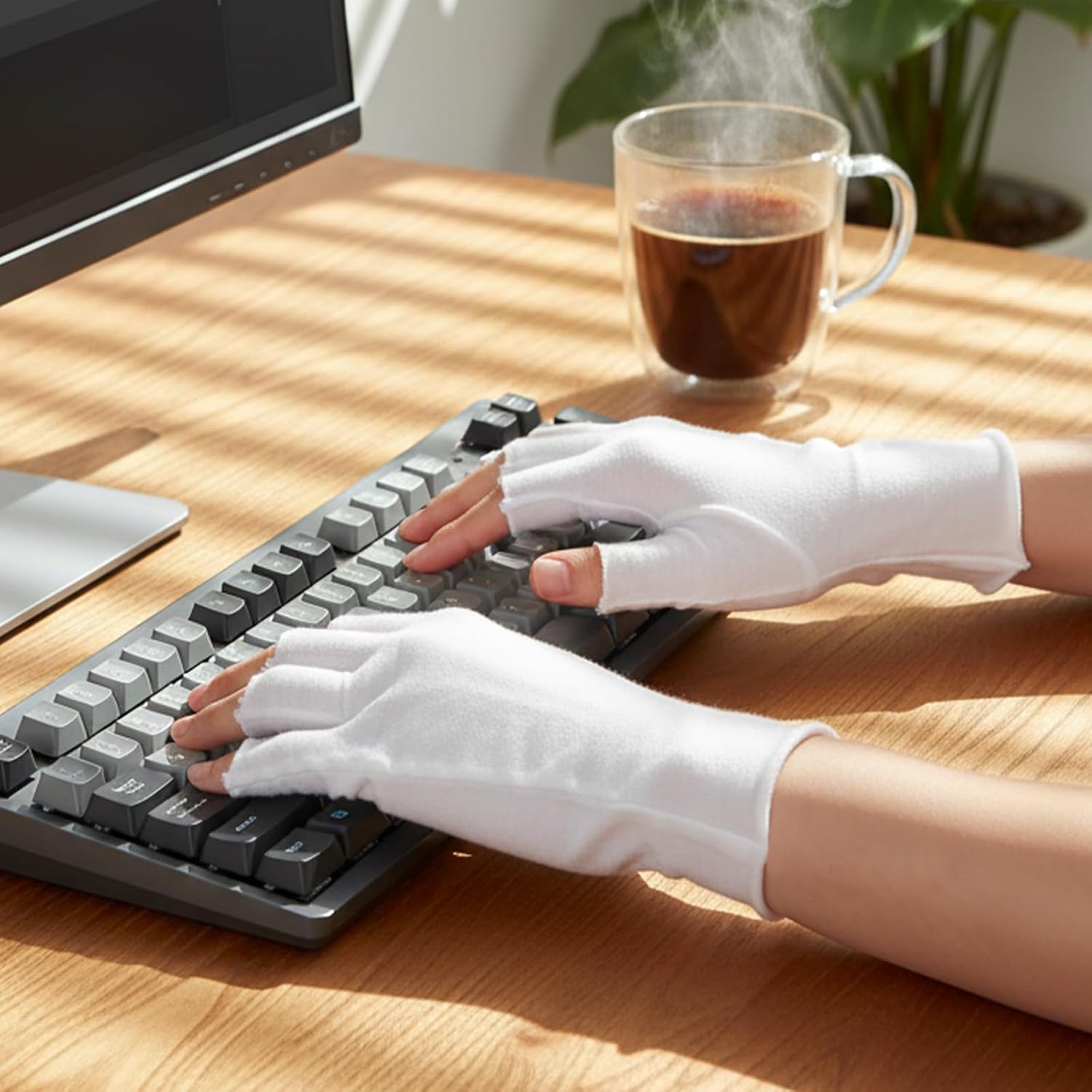 5 Pairs White Cotton Gloves, Fingerless Cotton Gloves Thin Open Fingertips for Women Overnight Hydration Fits Most Dry Hands Moisturizing Fingerless Glove Sleeping Protection
