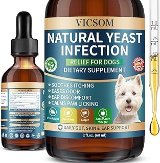 VICSOM Natural Dog Yeast Infection Treatment for Dogs, Itchy Skin & Ear Treatment Natural Support Allergy Relief, Dog Yeast Infection Relief, Support Irritation, Itching & Inflammation 60ml