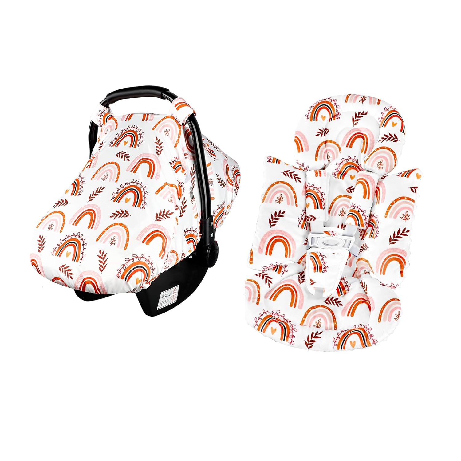 Rainbow Car Seat Cover and Cushion for Baby, Ultra Soft Comfortable