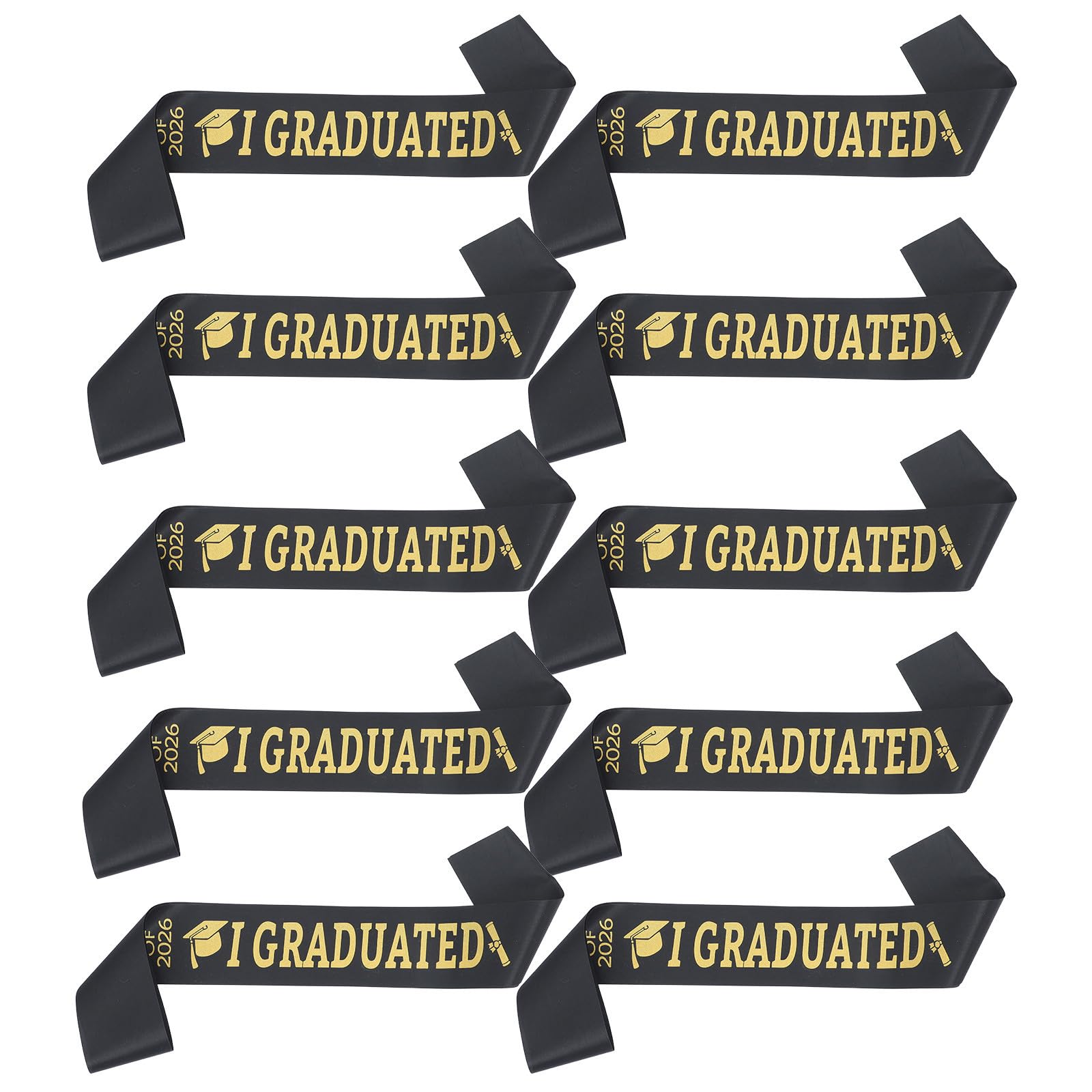 Bandas de graduación negras de satén 2026 para accesorios de fiestas y fotos