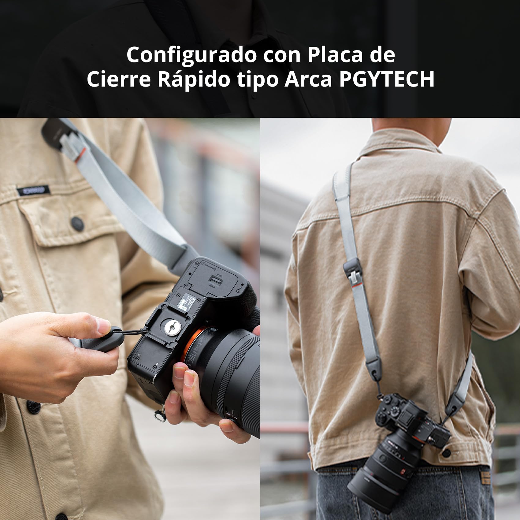 PGYTECH Correa de Hombro para Cámara Correas de Cámara para Fotógrafos Correa de Cuello de Cámara Dslr Slr de Liberación Rápida Ajustable 110-152cm -Negro