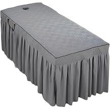 Massage Table Skirt with Hole,Quilted Pattern Massage Table Cover,Thickened Massage Linens, Massage Fitted Sheet, Massage Face Rest Cover with Hole, Sutiable for Beauty 75"x31.5" Grey