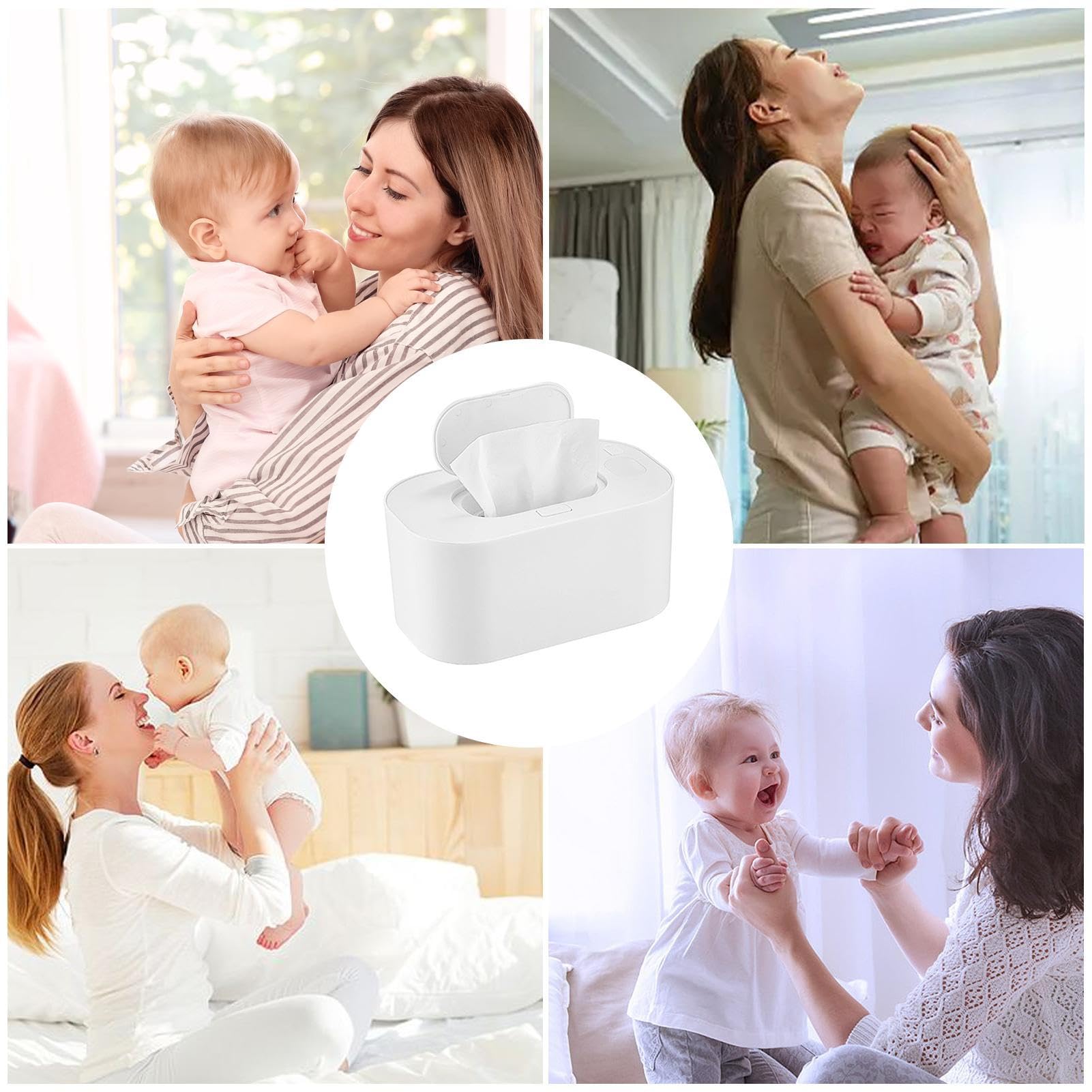 Calentador de toallitas para bebés – Dispensador USB de toallitas húmedas para bebés | Calentador de toallas húmedas USB para bebés para el hogar, la habitación del bebé, los viajes, Blanco