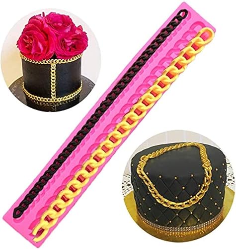 Palksky Molde de cadena de fondant de silicona de diamante, bolsa para decoración de pasteles, goma de mascar pastelería Sugarcraft Chocolate Clay
