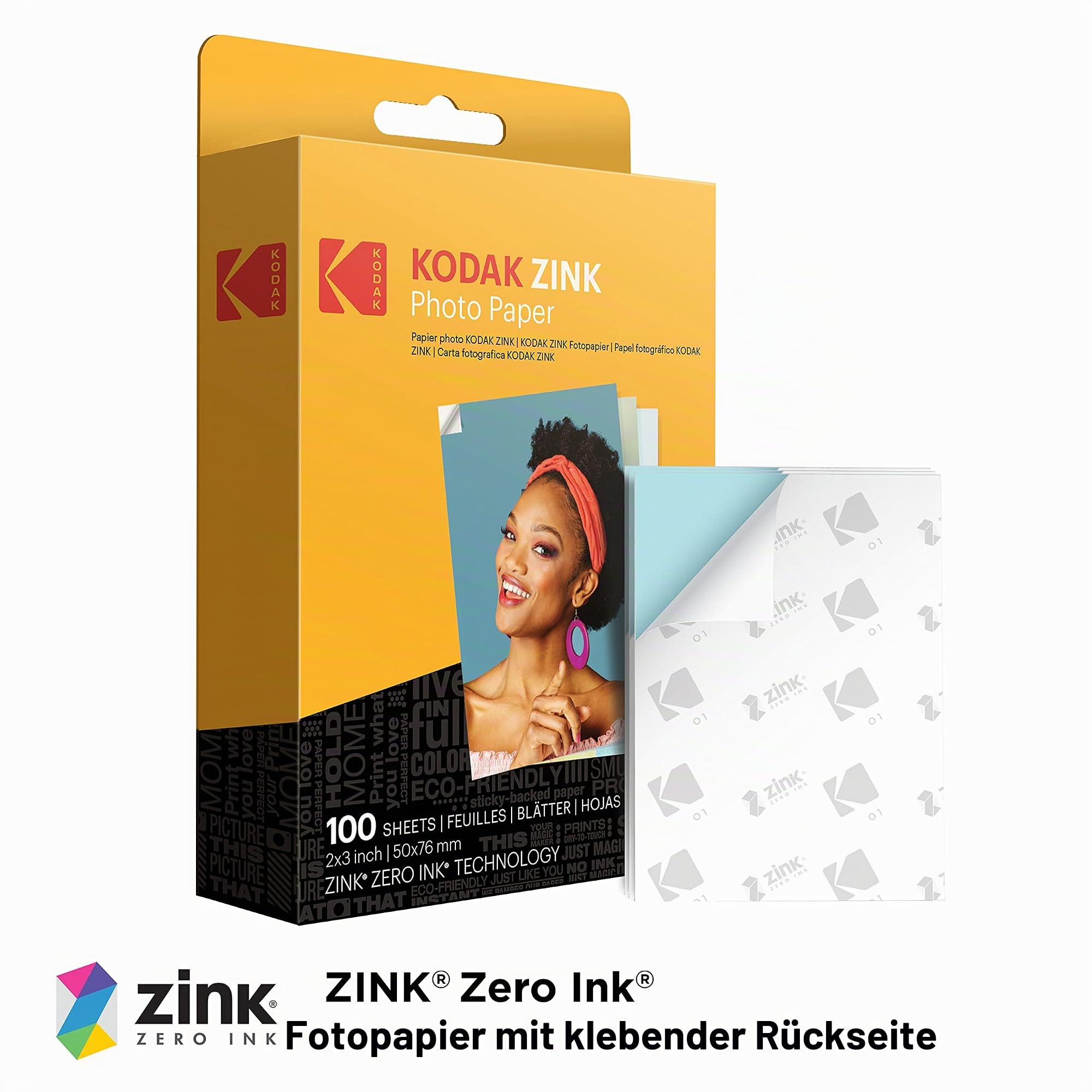 Kodak 2"x3 Premium Zink Fotopapier (100 Blatt) & Zink Bunte, lustige & dekorative Fotorahmen Aufkleber für 2x3 Fotopapier Projekte - Packung mit 100 Stück