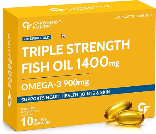 Carbamide Forte Triple Strength Omega 3 Fish Oil Capsules 1400mg | Omega 3 Supplement | Omega3 Fatty Acid Supplement To Su...