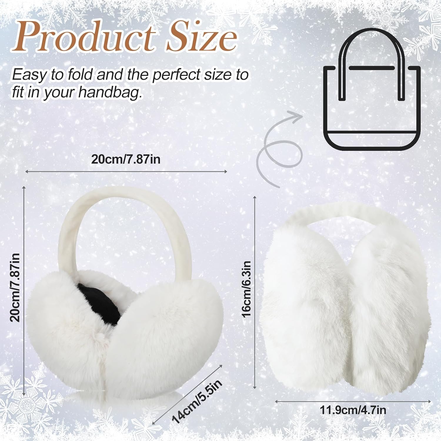 SATINIOR 2 Pcs Winter Ear Muffs Woman Cute Furry Faux Fur Ear Warmers Outdoor Foldable Headband for Cold Winter Accessories(White) - Image 2