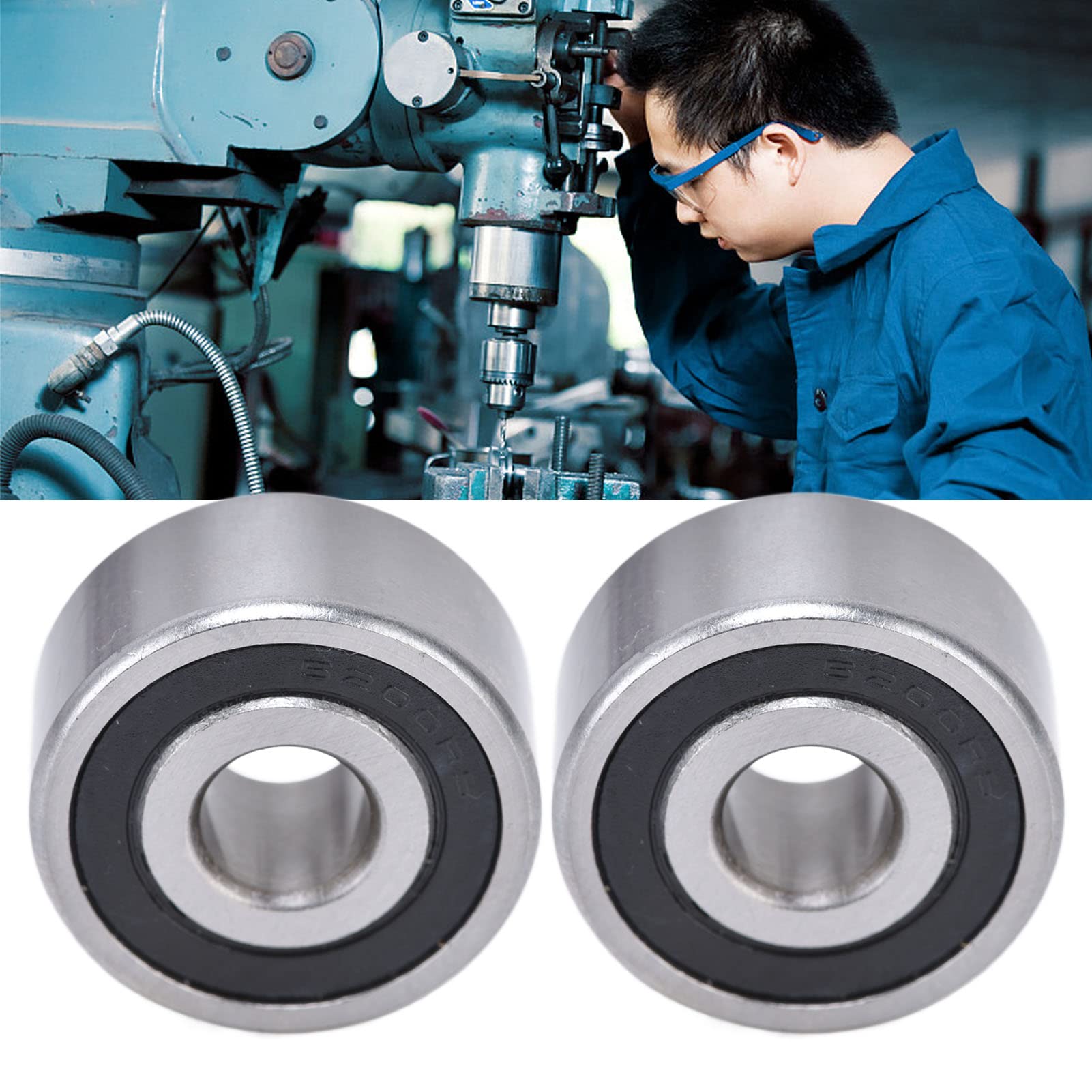 Rodamiento de Bolas de Contacto Angular de Doble Hilera de 2 Piezas, Operación de Alta Velocidad, Excelente Fabricación, Suministros Industriales para Maquinaria Agrícola, Máquina de(3204-2RS)