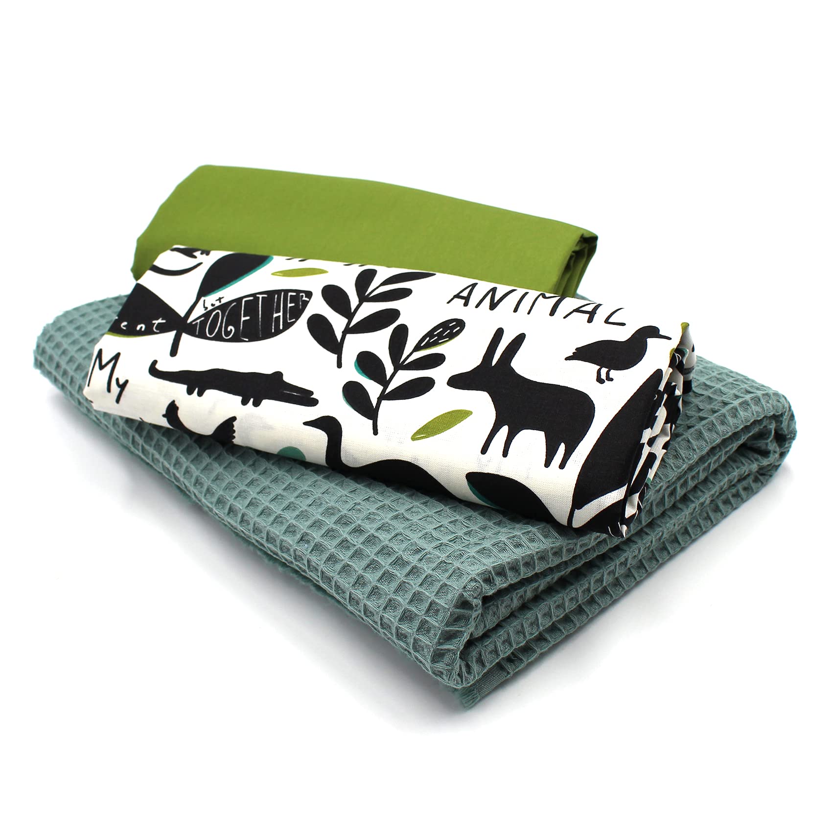 VmG-Store Waffle Pique + Cotton Fabric Set, Colour-Coordinated Waffle Fabric, 100% Cotton Fabric
