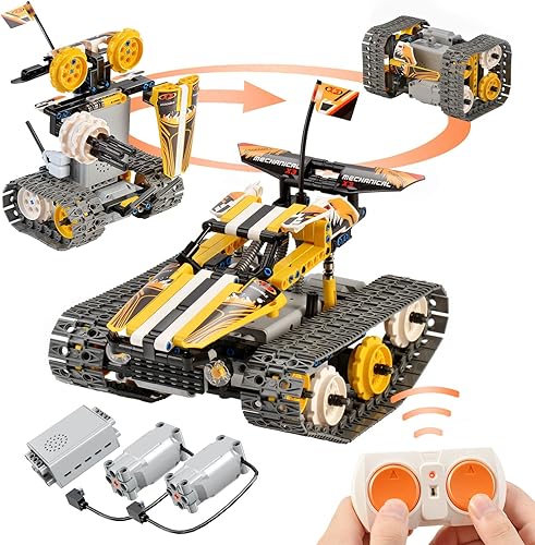 Stunt - Juego de bloques de construcción de coche de carreras 3 en 1 robot tanque de carreras con seguimiento el mejor regalo para niños de 8 a 12