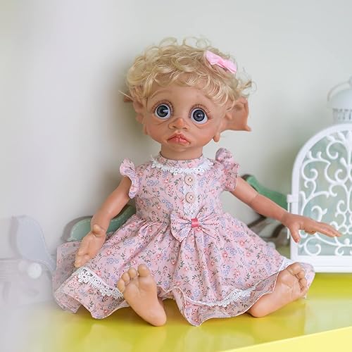 Miniatura 7 de Muñeca de bebé recién nacida hecha a mano de 17 pulgadas, muñecas realistas de silicona Pixie, juguete de arte coleccionable, el mejor regalo para