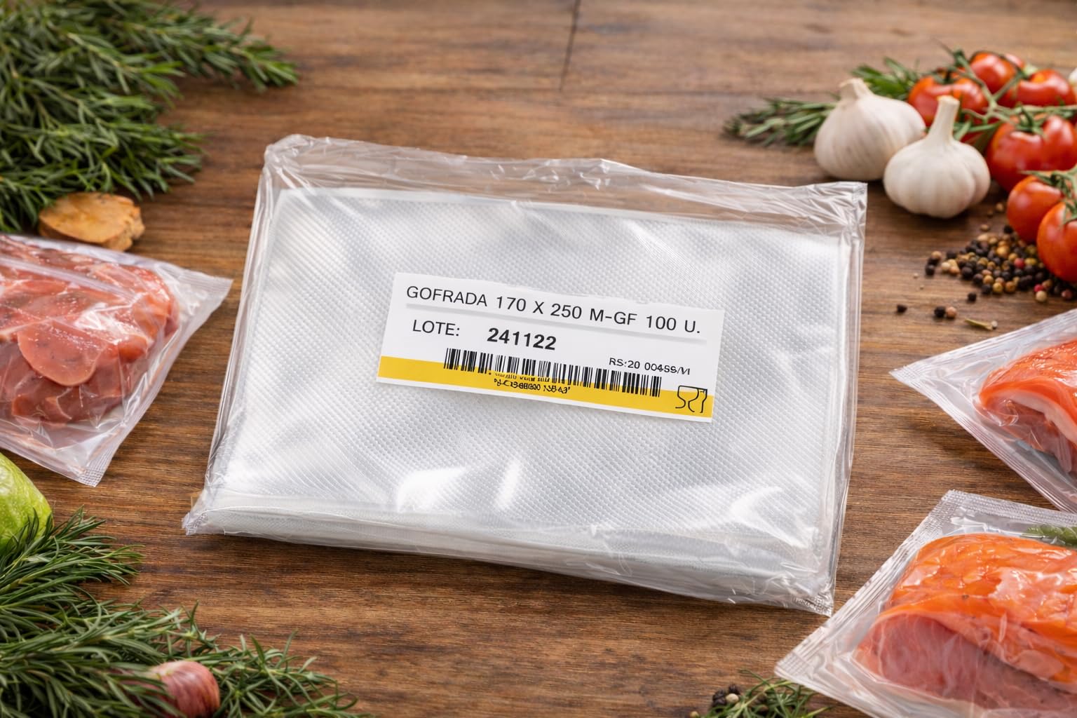 Envases y Más Bolsa De Vacío Gofrada Para Alimentos Compatible Con Máquinas De Envasado Domésticas Sellado Hermético Alta Resistencia Apto Sous Vide Y Conservación Prolongada (150/250 mm 100 Bolsas) — view 5