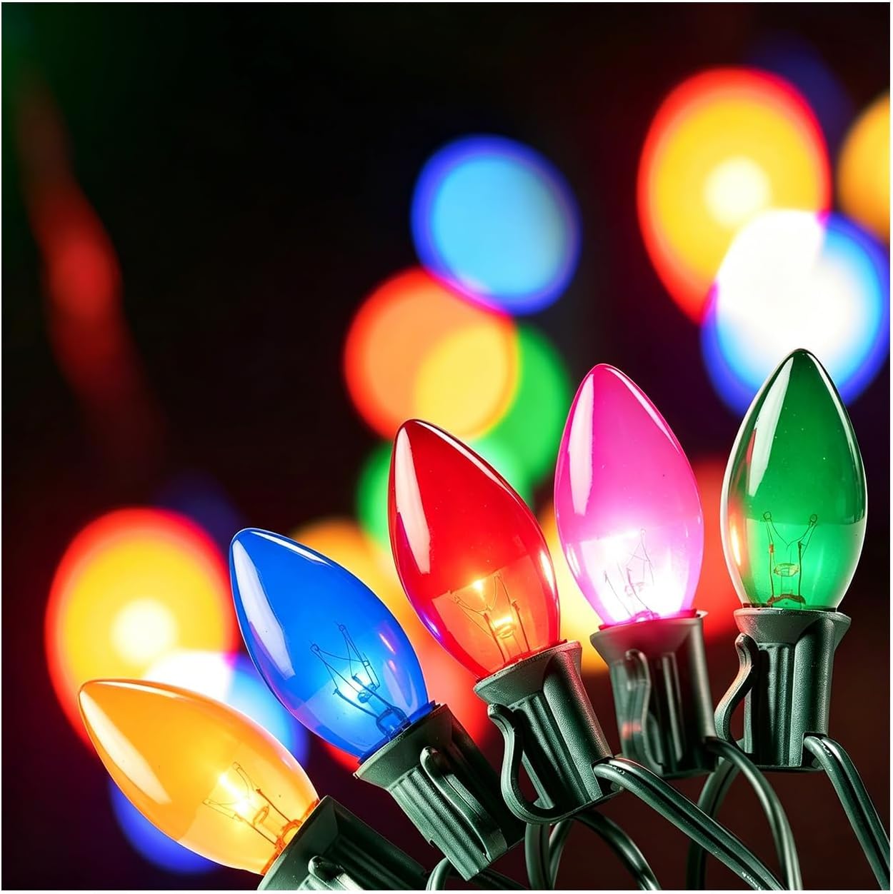 Formosa 26FT Upgraded Version C7 Christmas String Lights, Waterproof Clear Multicolor String Lights for Tree Lights Indoor, for Patio, Holiday Party Decor, Xmas Tree,UL Listed, Commercial Grade