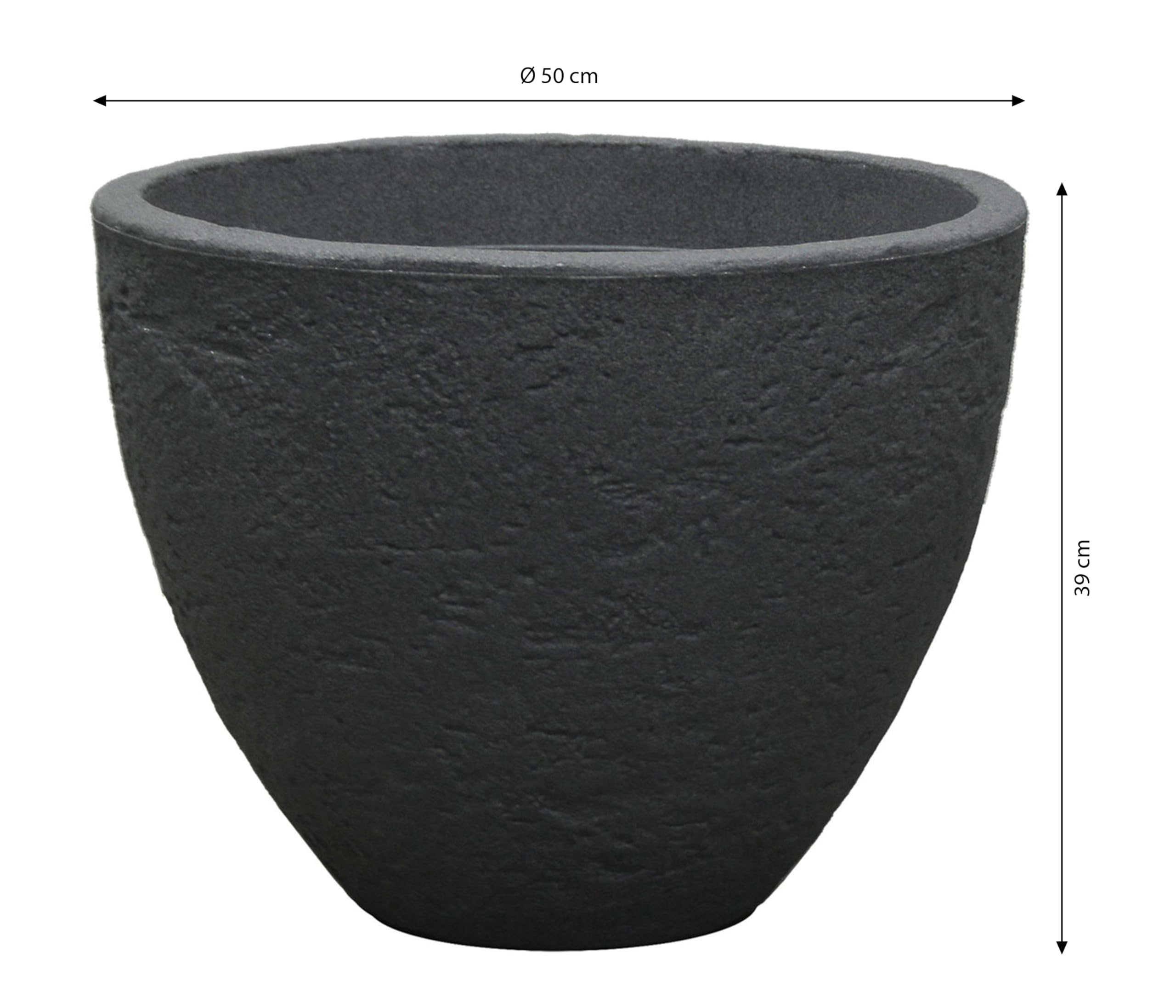 Dehner Pot de Fleurs en Plastique Anthracite 50 cm Hauteur env. 39 cm