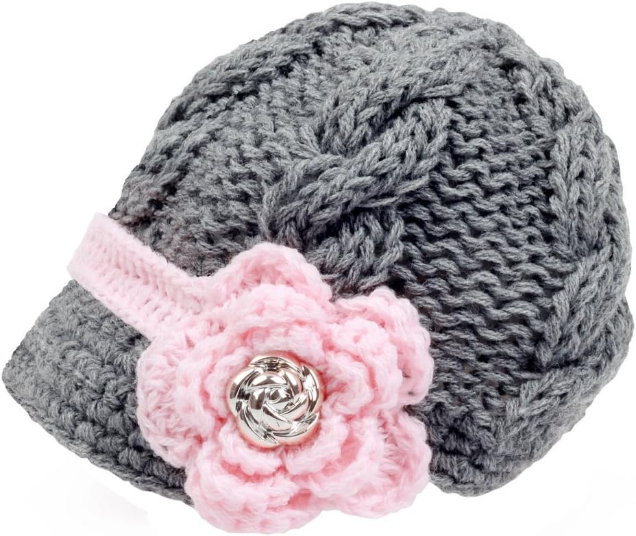 zefen Handknit Newborn Toddler Baby Girls Crochet Knit Brim Cap Hat