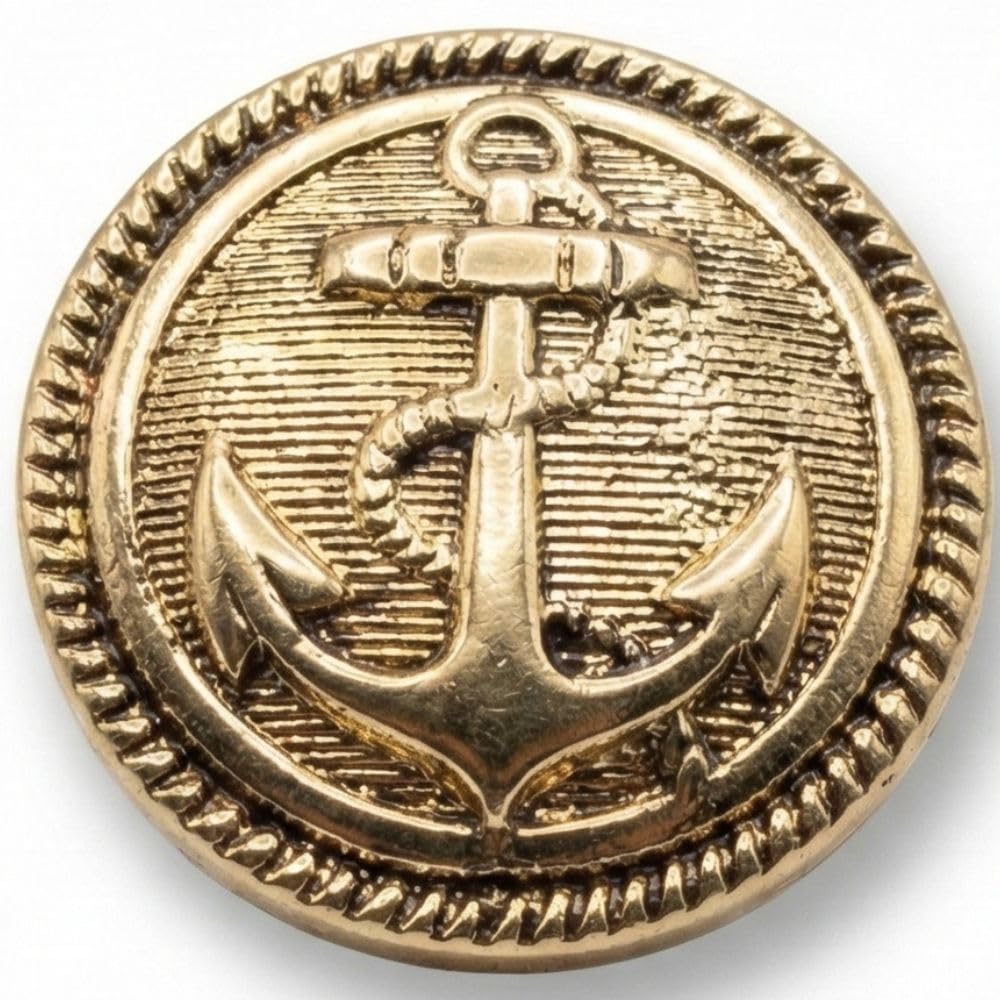 Gold Anchor Metallic Shank Buttons 22mm 10 Pack