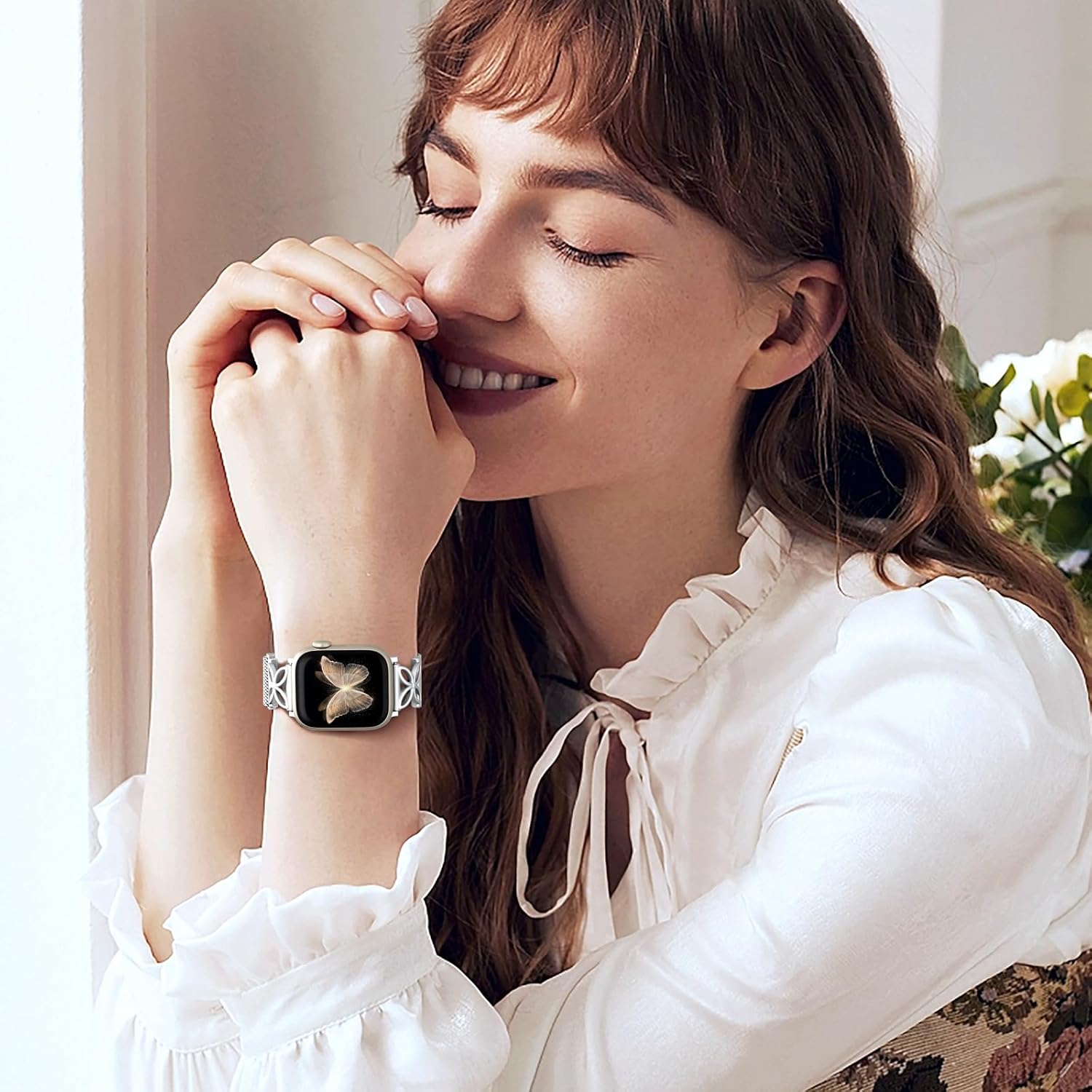 Getino Metal Loop for Apple Watch Bands for Women 40mm 41mm 42mm 44mm 45mm 46mm 49mm 38mm, Magnetic Stainless Steel Milanese iWatch Band for iWatch SE Series 11 10 9 8 7 6 5 4 3 2 Ultra, Silver - Image 9