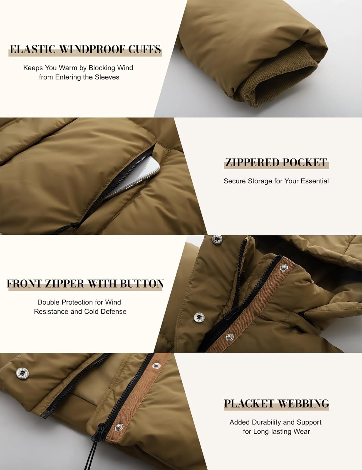 PEHMEA Women's Winter Cropped Puffer Jacket, Full Zip Thicken Short Coat with Detachable Hood - Image 4