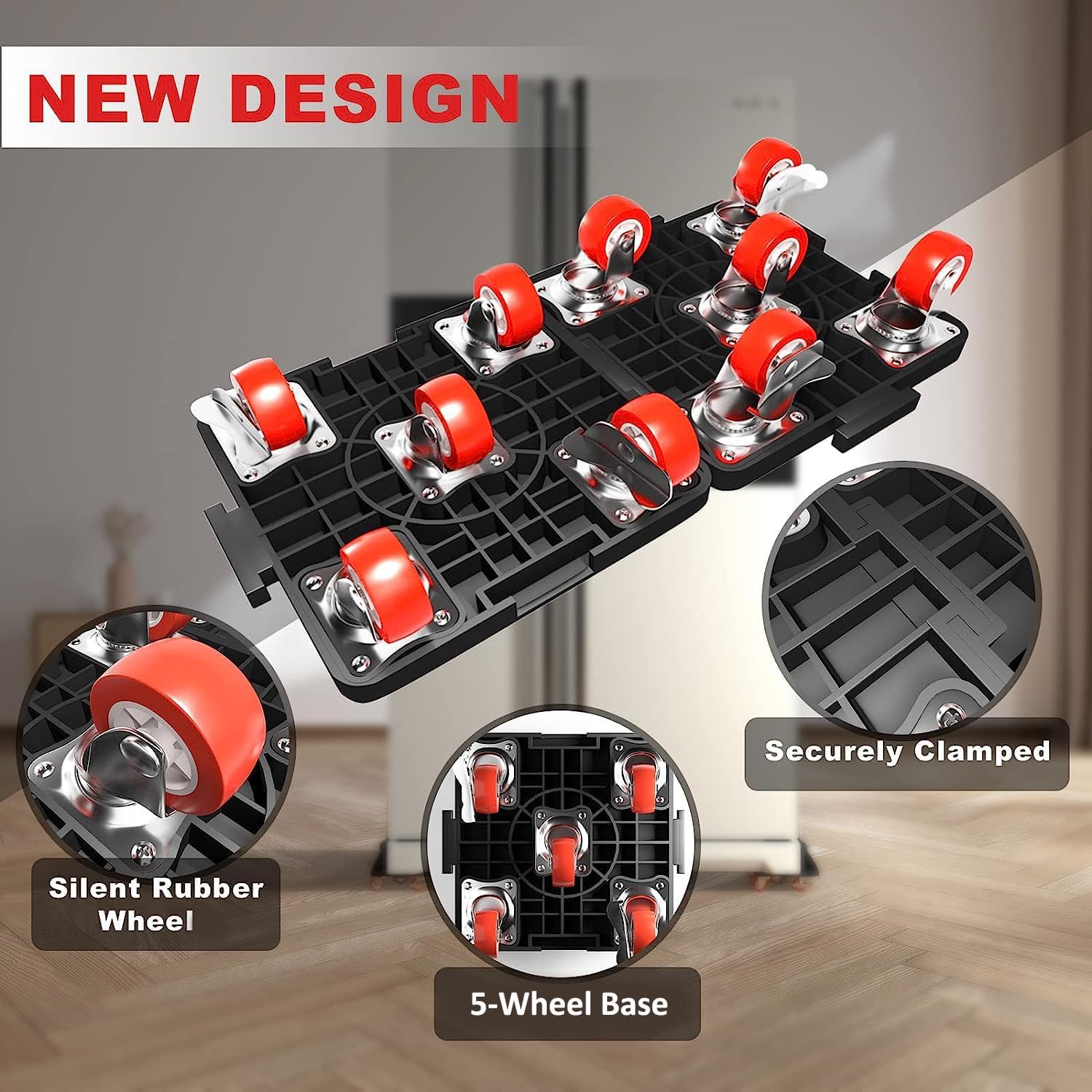 Kit di trasloco per mobili, resistente, con barra di sollevamento e 4 carrelli con ruote, capacità di 199,6 kg, per spostare facilmente divani, frigoriferi, armadi