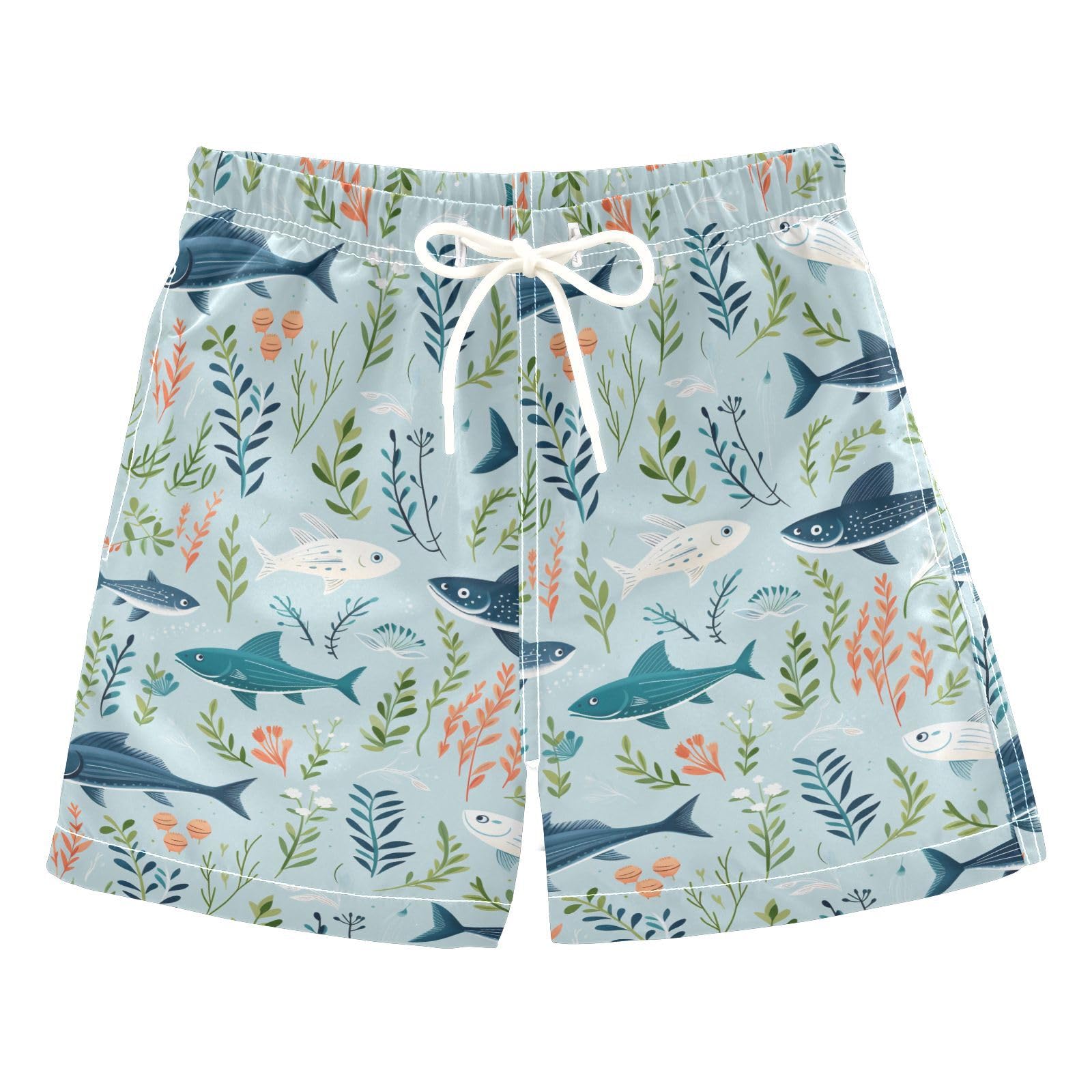 senya Seaweed Fishes Boys Swim Trunks Toddler Shorts Swimwear Boardshorts Multicoloured