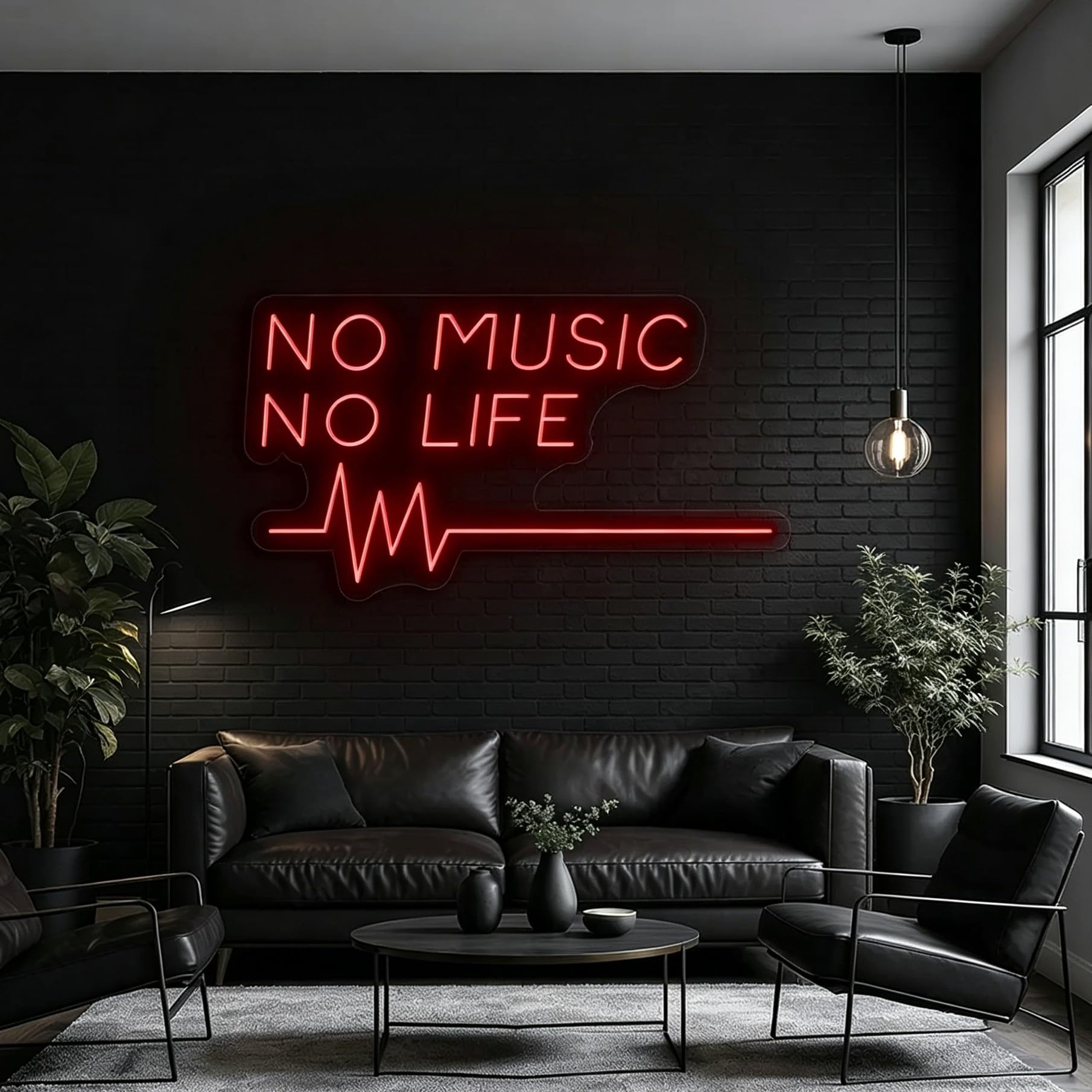 No Music No Life Insegna al neon personalizzata Musica LED Luce al neon Battito cardiaco Neon Lampada da parete per camera da letto Studio Bar Club Decor Regalo per gli appassionati di hobby