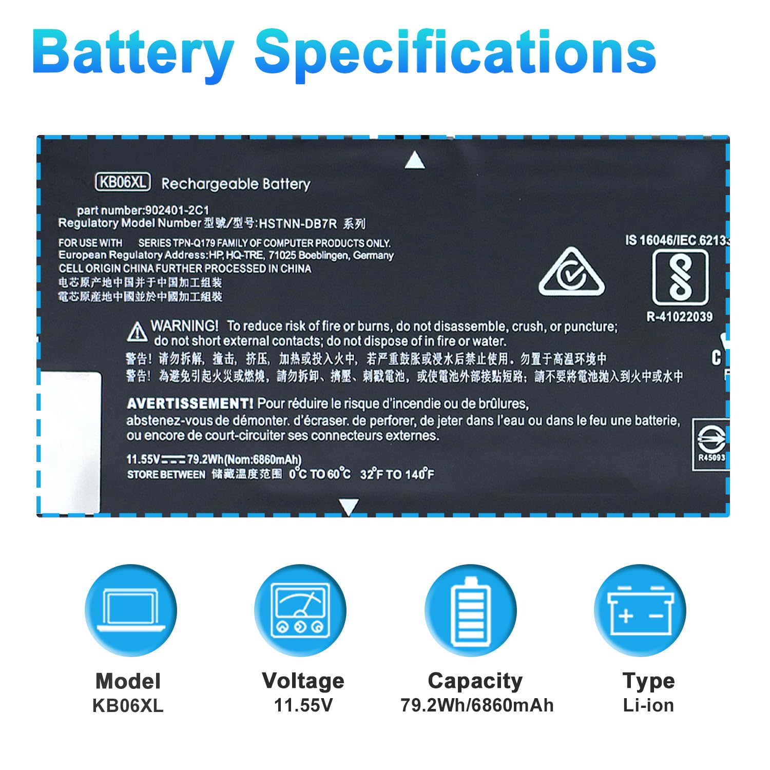 Amazon.com: BOWEIRUI KB06XL 902499-855 Battery Replacement for HP