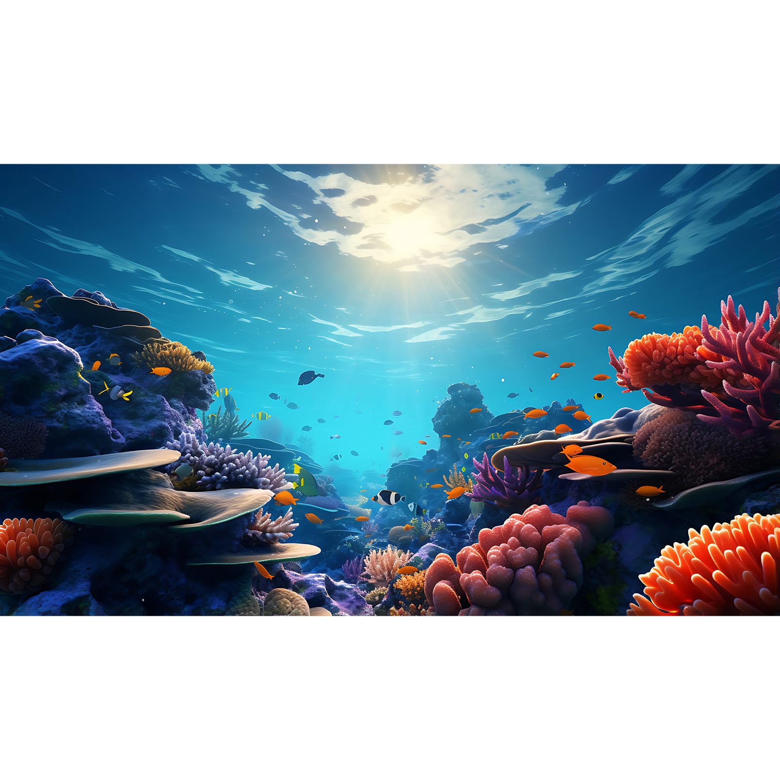 Under The Sea Aquarium Background Coral Reef Fish Tank Background Deep Ocean Tropical Fish Sunray Terrarium Aquarium Background Underwater World Aquarium Backdrop for Fish Tank Backdrop 36x24in