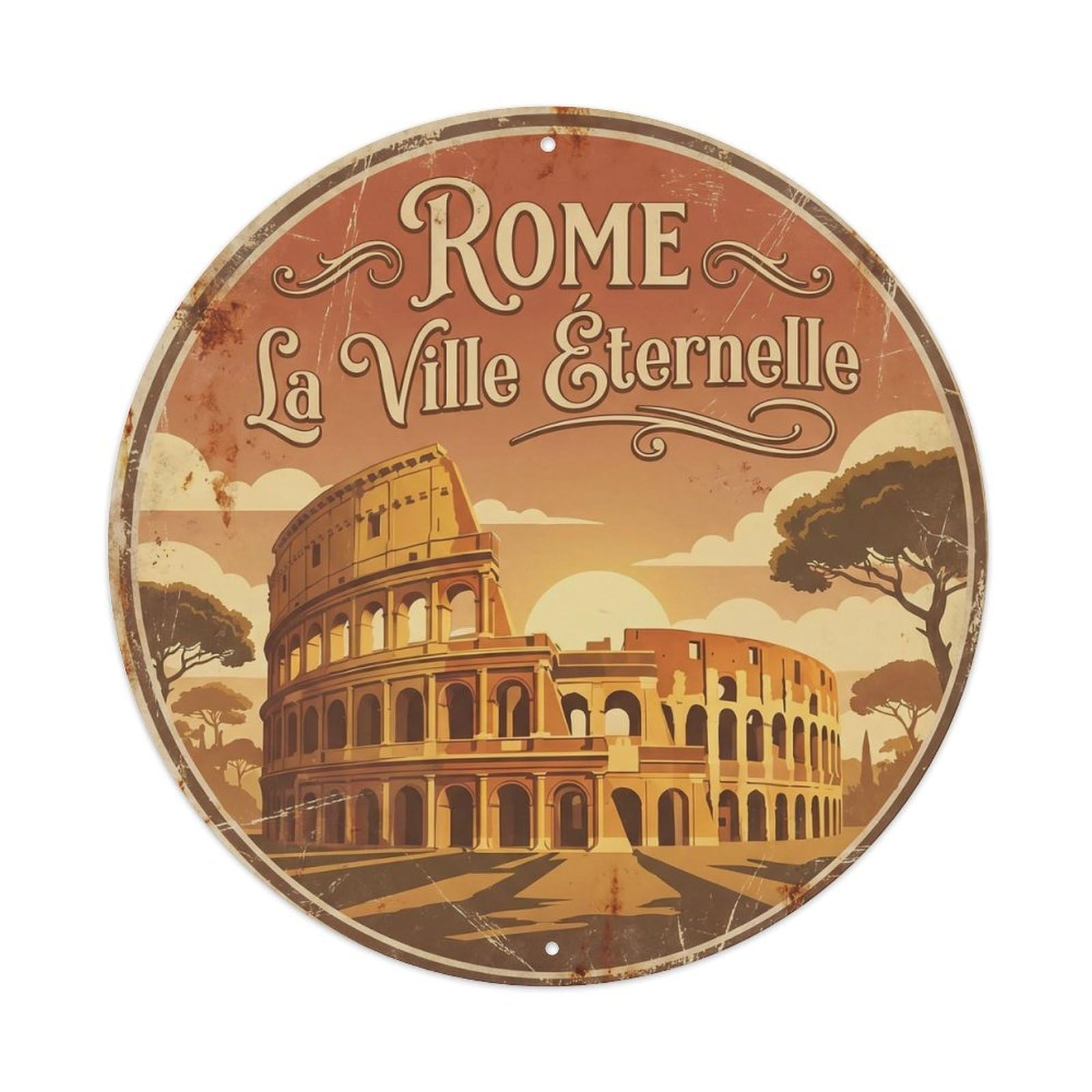 Fqnyr Style Vintage Travel Colosseum Ancient Rome Metal Tin Sign