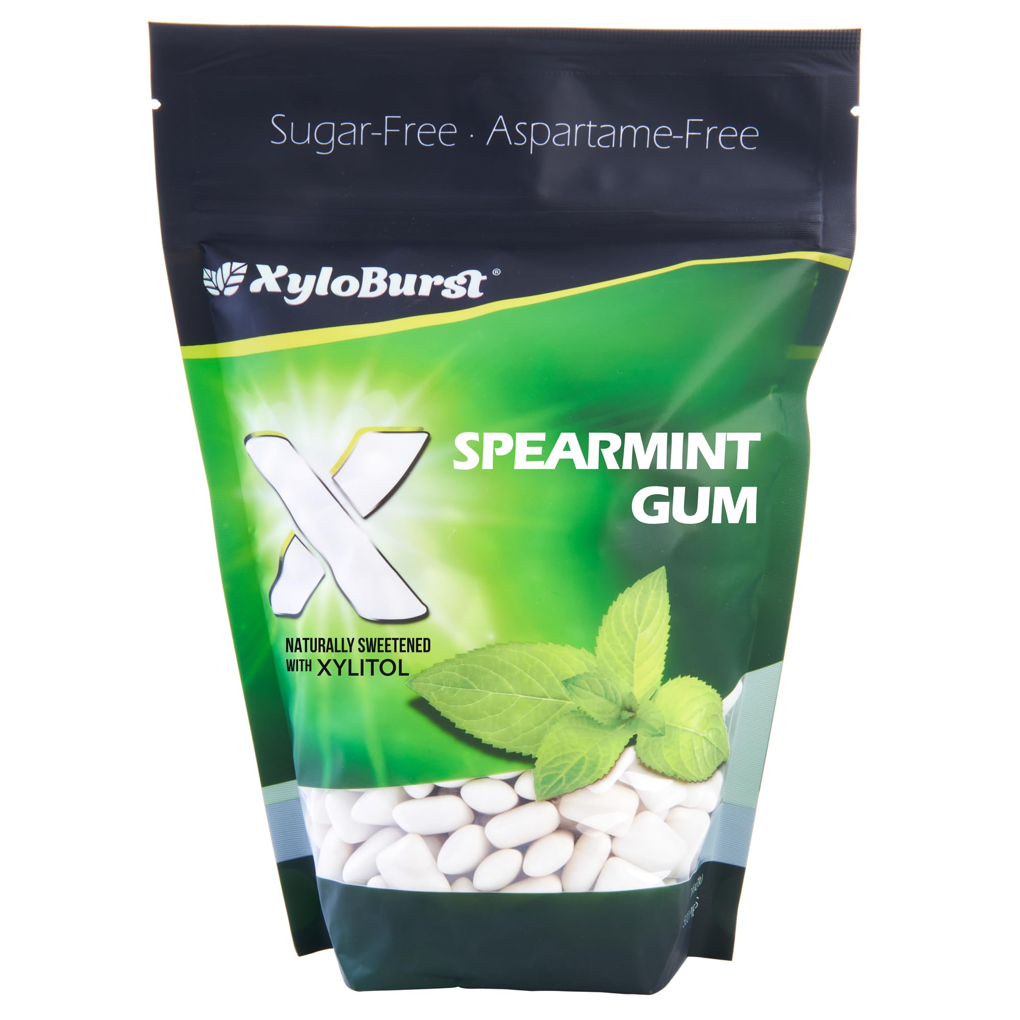 Xyloburst Gum | Xylitol Chewing Gum | Sugar Free, Gluten Free, Keto Friendly | Aspartame Free Gum For Oral Health | Spearmint Gum | 500-Count Bag