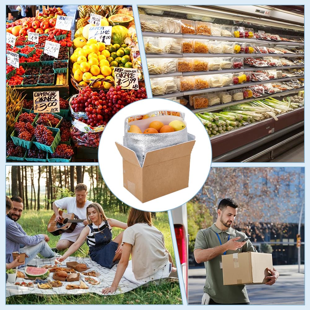 NBEADS 10 pz Scatola di Spedizione Termica con Sacchetti Interni In Alluminio, Scatole Termiche Riutilizzabili per La Spedizione di Alimenti Refrigerati, Spedizione Mailing, Imballaggio