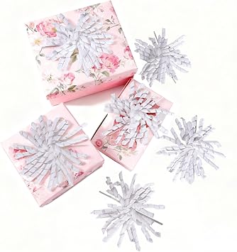 White Bows for Gift Wrapping, Curly Ribbon Bows for Presents, Birthday, Wedding, Wrap Accessories, Party Favor - 6 Counts