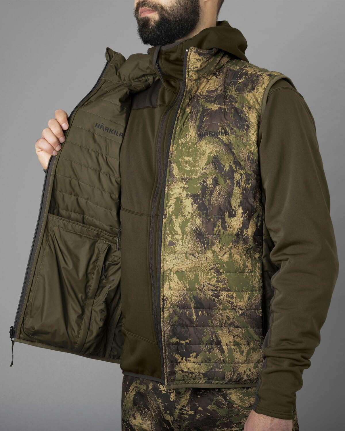 Härkila | Chaleco Deer Stalker Camo Reversible Packable | Ropa y Equipamiento de Caza Profesional | Calidad Escandinava Duradera