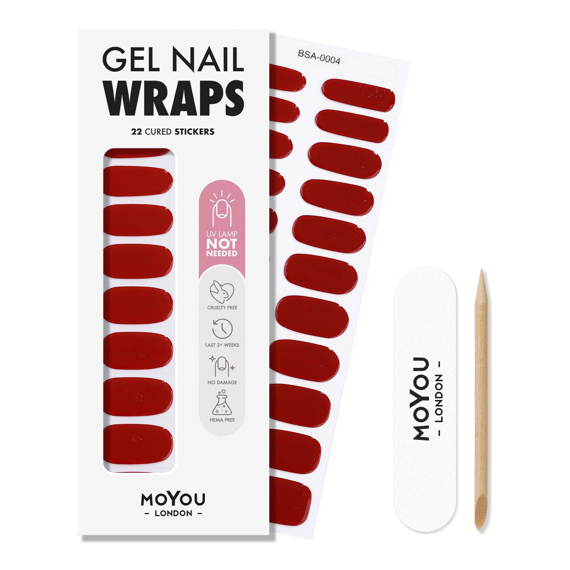 Moyou London Passion Flow Gel Nail Wraps – 22 Pre-Cured Gel Stickers For Instant Manicure – No Lamp Needed, Glossy & Chip-Resistant Finish, Vegan & Cruelty-Free, Easy To Apply & Remove – Lasts Up To 14 Days