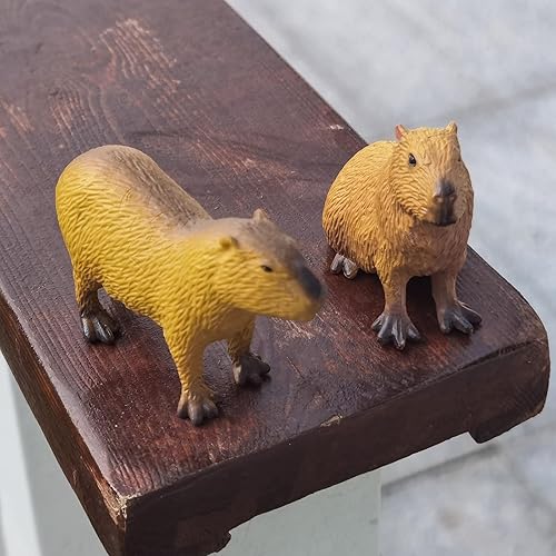 Miniatura 7 de Capybara - Adorno de estatua de animal, decoración de cumpleaños para fiesta de Capybara, modelo pintado a mano de juguete Capybara, modelo de