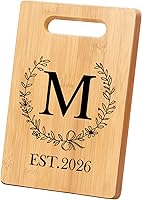 Personalized Bamboo Cutting Board Monogrammed EST 2026 - Wedding Housewarming Anniversary Gifts for Couples Newlyweds Bridal Shower (Letter M)