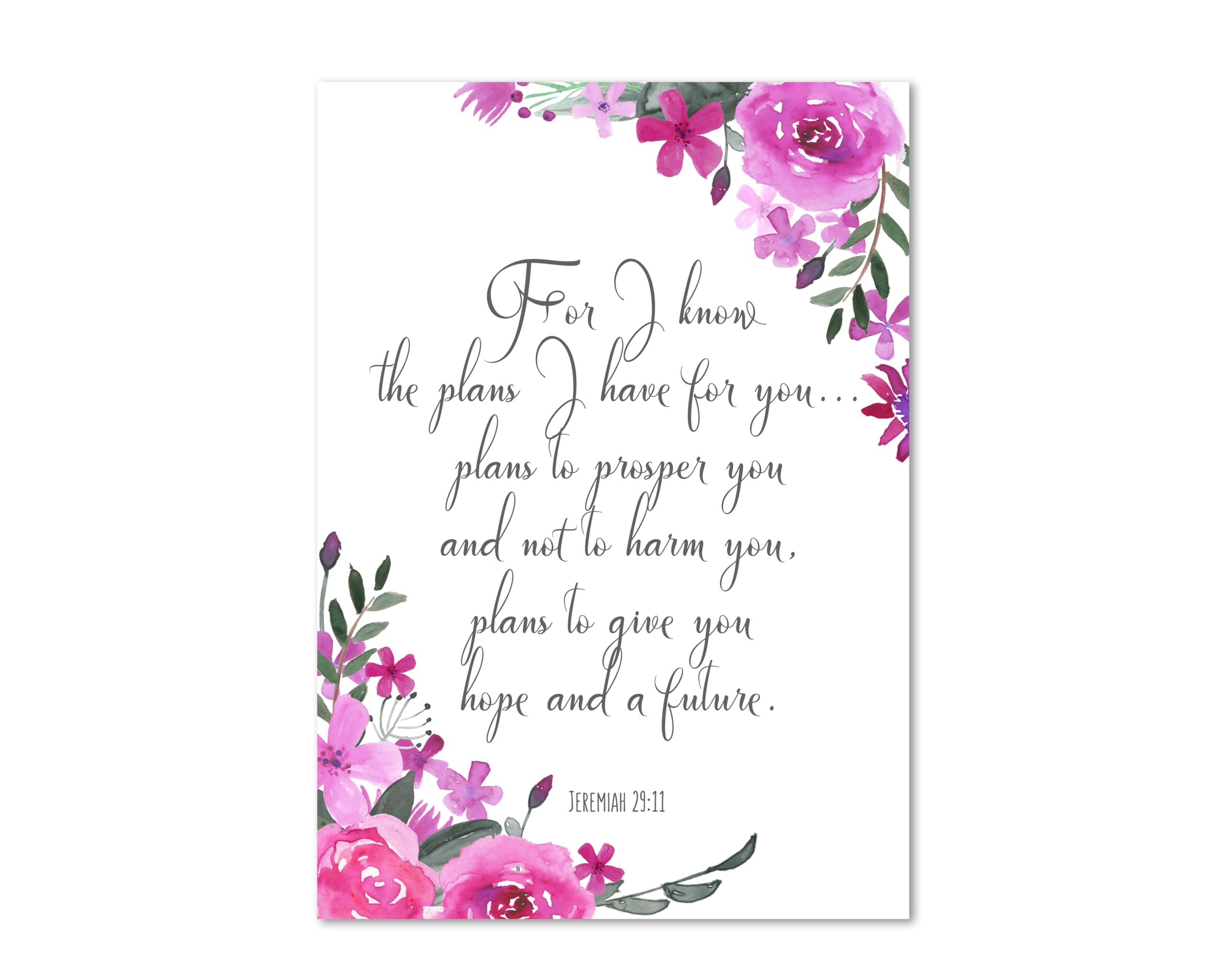 Crafty Cow Design Jeremiah 29 11 Wall Art Bible Verse Print, For I know The Plans I Have For You Poster A4 UNFRAMED, FBA415