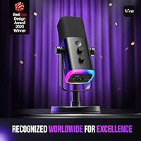 Vista 2 de FIFINE - Micrófono dinámico XLR/USB para podcasts, de transmisión de juegos con luz RGB, botón de silencio, conector para auriculares, soporte