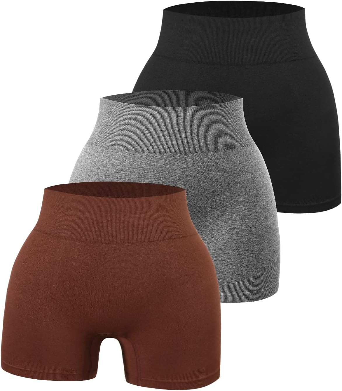 SPICE UNION Workout Shorts Womens for Running Yoga Biker Gym High Waist Spandex Ribbed Seamless Athletic Leggings