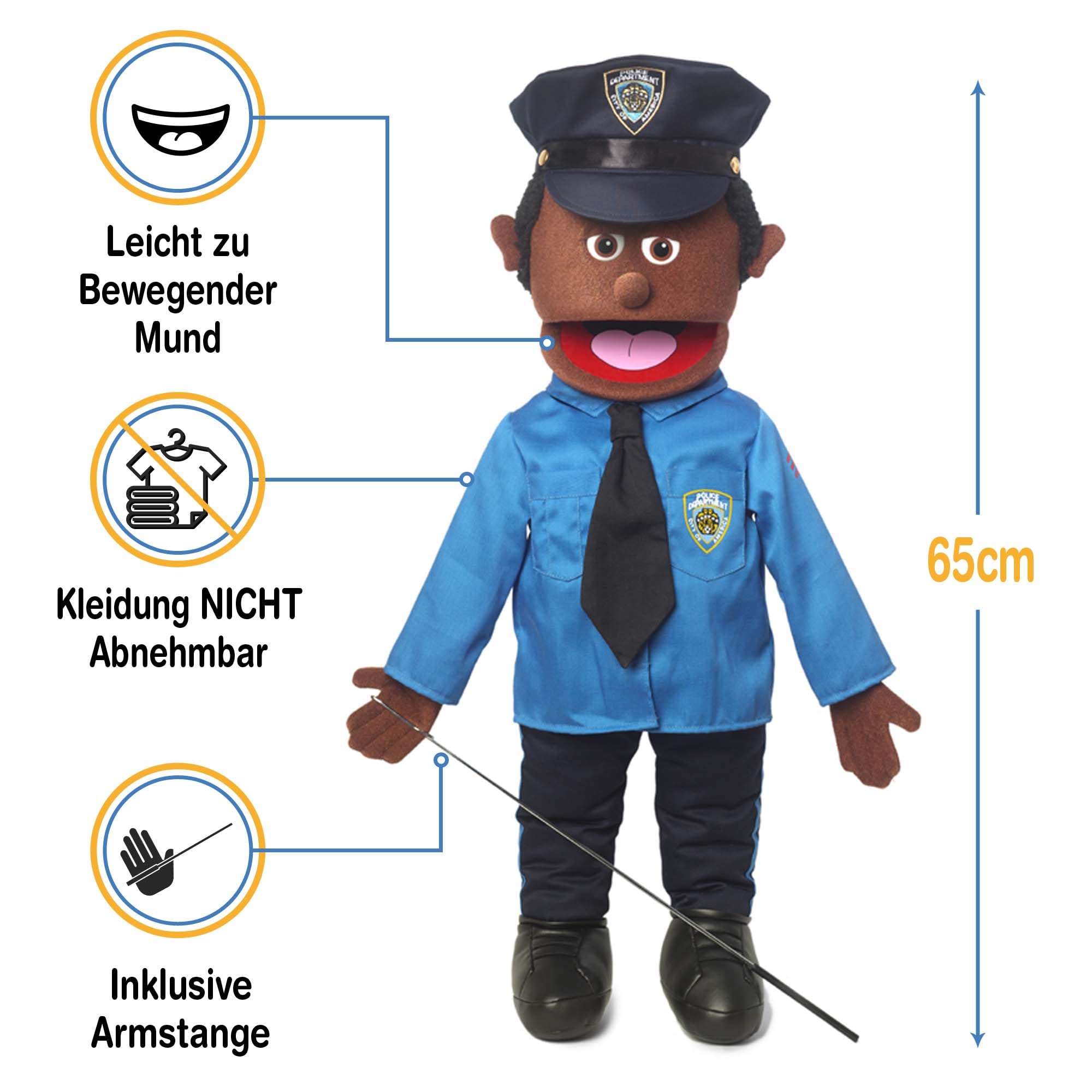 25 Policeman (Black) by Silly Puppets