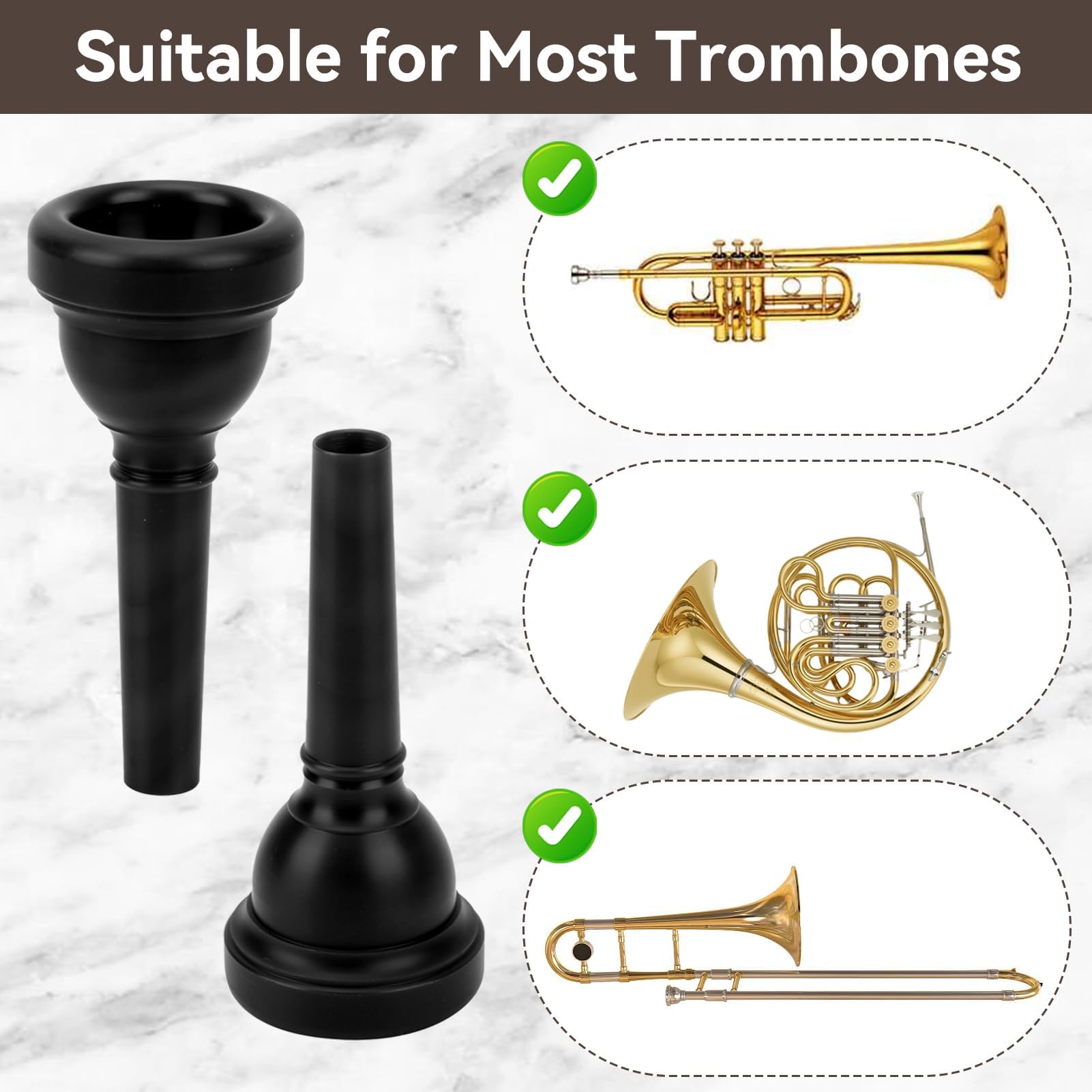 Trombone Mouthpiece, MT?22 Plastic Trumpet Mouthpiece - Image 2