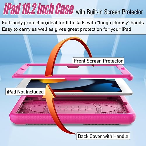 Miniatura 10 de LTROP Funda infantil para iPad 10.2 202120202019  Funda para iPad de 9, 8 y 7 generación, con protector de pantalla integrado, a prueba de golpes,