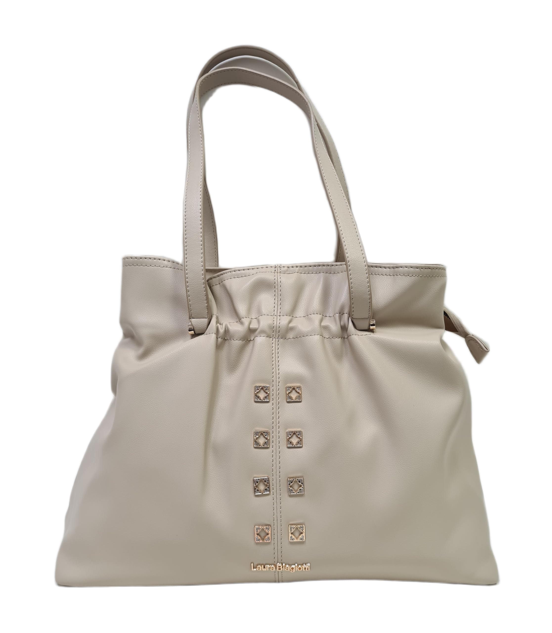 Laura Biagiotti Borsa a Spalla, Due Manici Lunghi, Linea Eclyper, Pelle Sintetica, con Accessori Oro, Dimensioni 41x33,5x14 cm Art. LB26S-252-1 | Leggera