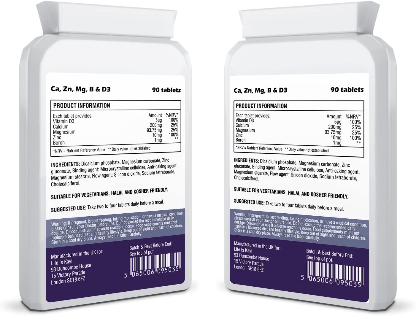 Calcium, Zinc, Magnesium, Boron & D3 Tablets 90 Tablets Good for