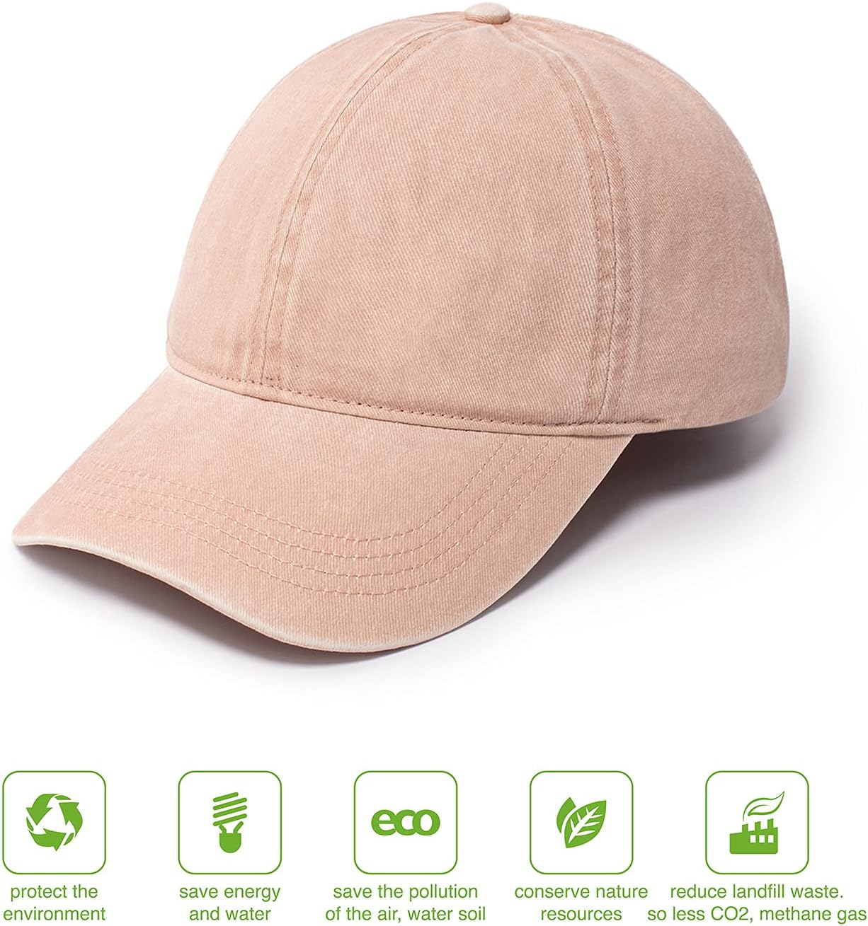 Ponyflo Recycled Cotton Ponytail Baseball Cap, Women’s Backless Hat with Open Back for Ponytails and Buns
