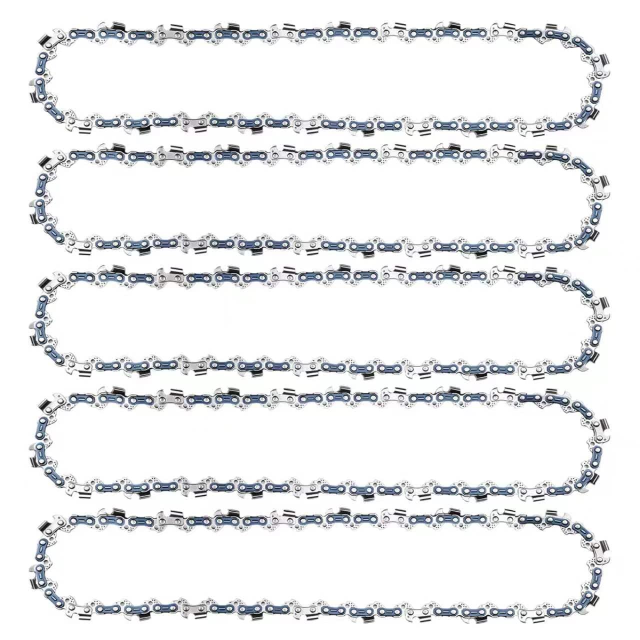 Confezione da 5 catene per motosega da 45 cm, 62 maglie di trasmissione, calibro 1,3 mm, passo 1 cm, catene di ricambio compatibili con Ryobi, Kobalt, Echo, Poulan e altri