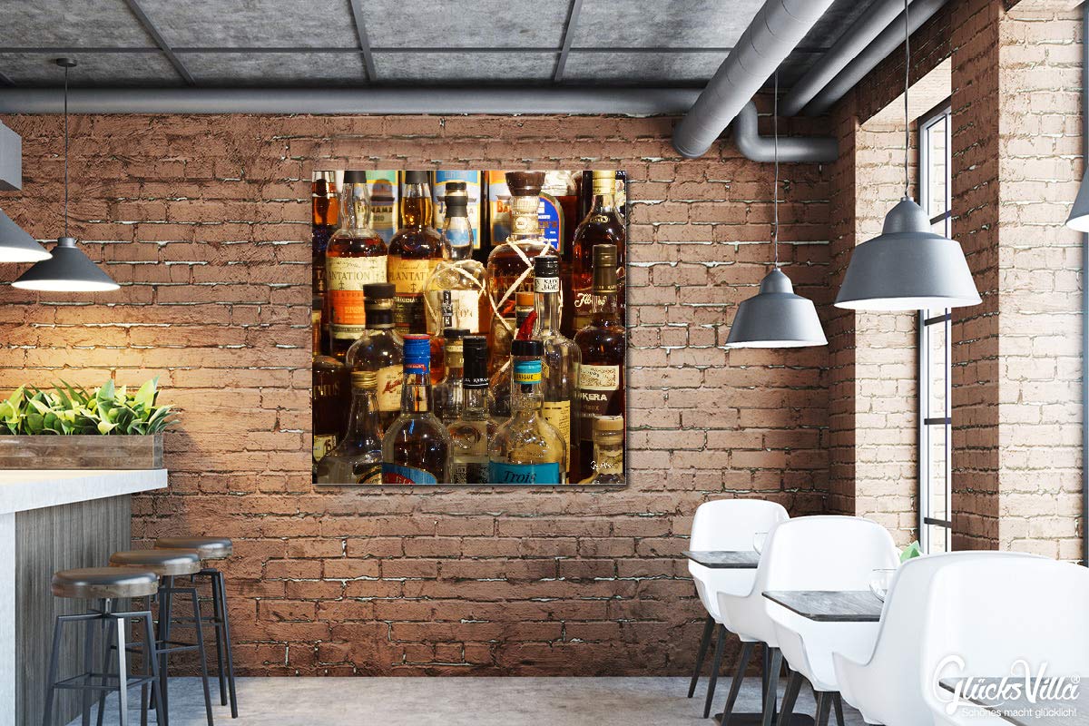 Glücksvilla - Drinks 4 - (Leinwand-Bild 2 cm, 150 x 150 cm) | div. Maße - aus DE - Kunstdruck XXL Deko Wandbild Quadrat - Getränke Bar Alkohol Restaurant