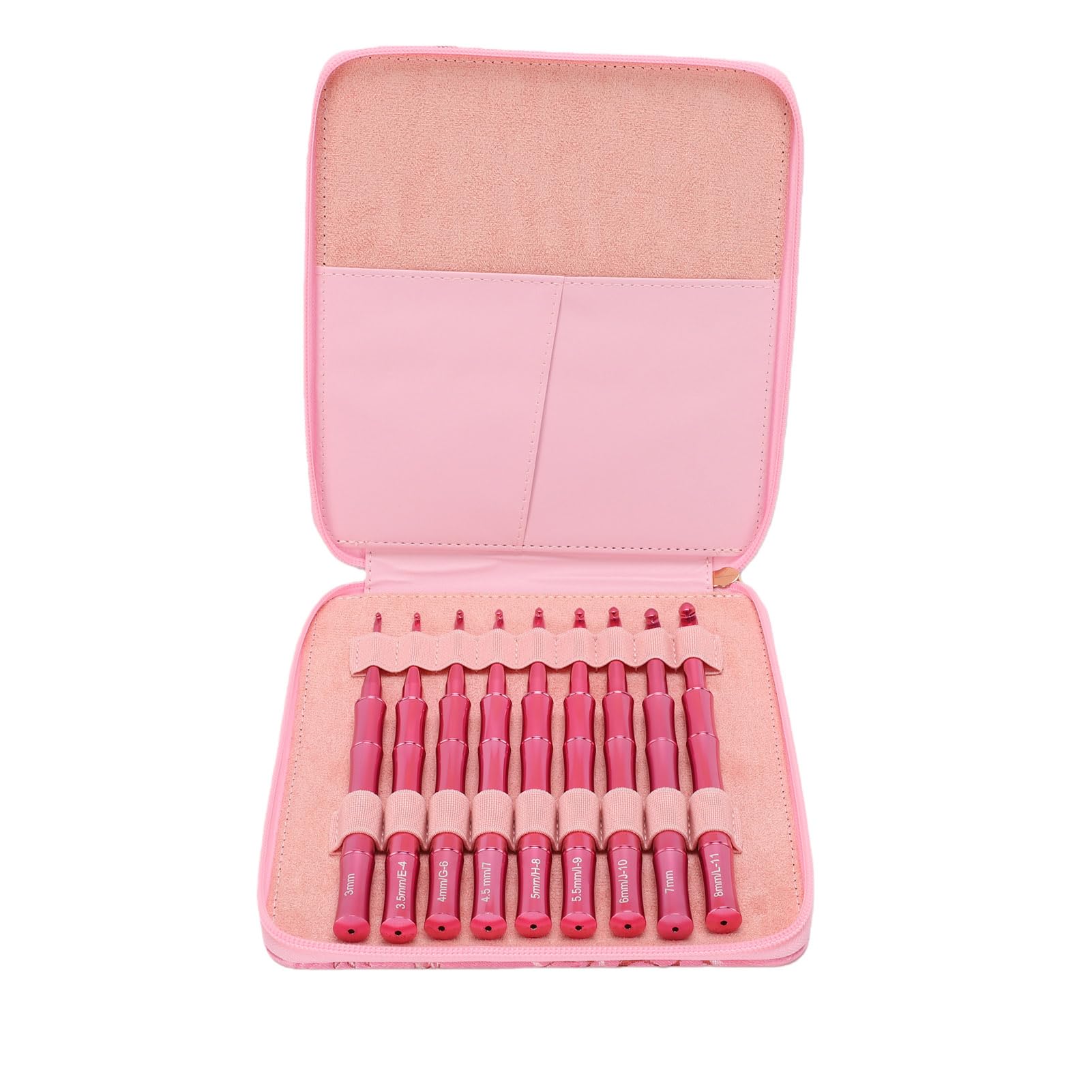 Aluminum Crochet Hooks 9Pcs Set with Ergonomic Handles and Storage Bag