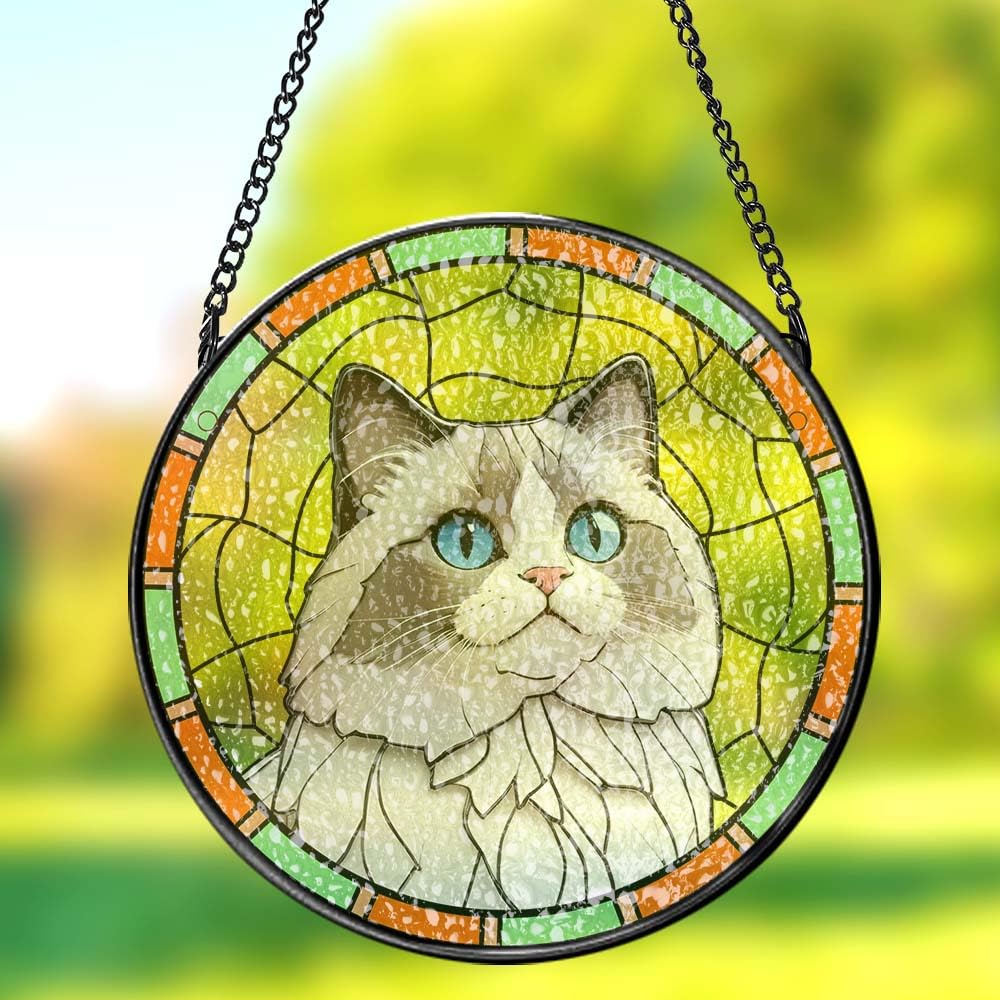 Custom Pet Memorial Suncatchers for Windows Hanging, Dog Memorial Gifts for Loss of Dog, Personalized Pet Portrait Stained Glass Memorial Suncatcher from Photo, Sympathy Gifts for Cat Dog Lovers
