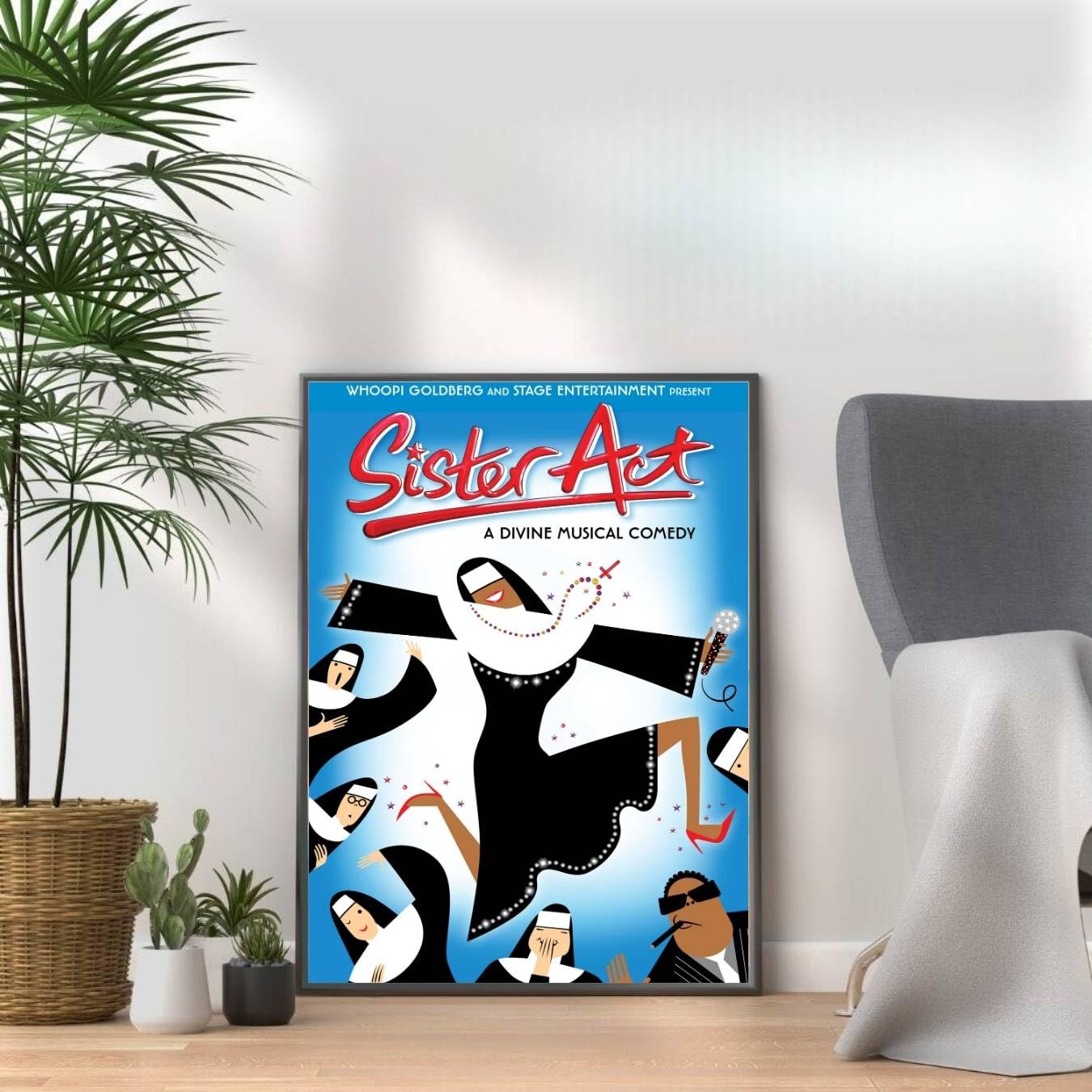 Sister Act Poster Print, Musical Print, A4 A3 West End Broadway Theatre Show, Wall Art Deco Special Canvas West End Print, London theatre art frame options (A4 Print Only)